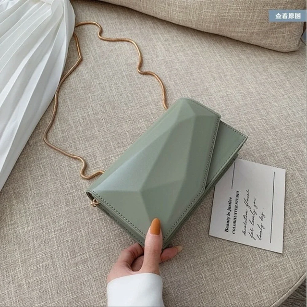 Geometric Clutch Bag Gold Chain Shoulder‎ Crossbody Evening Bag Women